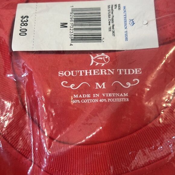 Southern Tide Womens Poppy Red Southern Tide Crew pocket T shirt - Picture 8 of 8